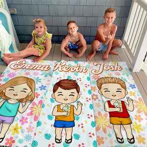 L'été rime avec bonheur - Serviette de plage personnalisée pour toute la famille - Cadeau de vacances d'été pour les membres de la famille