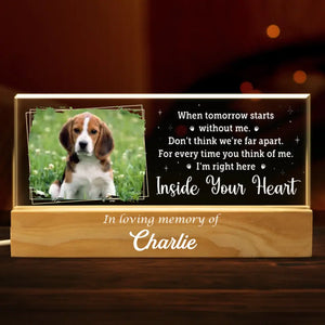 Photo personnalisée « Pattes au paradis », empreintes dans nos cœurs - Lettres acryliques personnalisées commémoratives, veilleuse LED 3D - Cadeau de condoléances pour les propriétaires et les amoureux des animaux