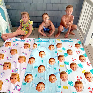 Serviette de plage personnalisée avec photo « Passons un été inoubliable » – Cadeau de vacances d'été pour les membres de la famille