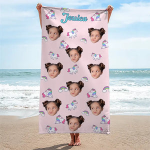 Serviette de plage personnalisée avec photo « Passons un été inoubliable » – Cadeau de vacances d'été pour les membres de la famille