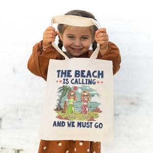 La plage nous appelle et nous devons y aller - Sac fourre-tout personnalisé Bestie - Cadeau de vacances d'été pour meilleures amies, meilleures amies, sœurs