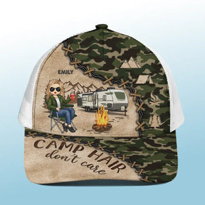 Go Wild Camping - Casquette de baseball personnalisée avec dos en maille, casquette de camionneur - Cadeau pour mari, femme et amoureux du camping