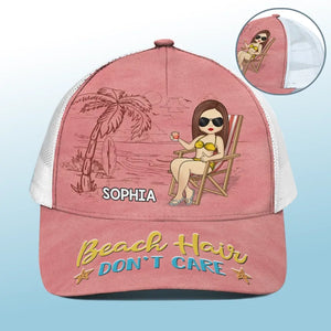 J'ai laissé mon cœur à la plage - Casquette de baseball personnalisée avec dos en maille, casquette de camionneur de baseball - Cadeau de vacances d'été pour meilleures amies, meilleures amies, sœurs