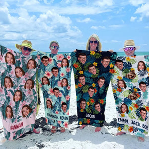 Serviette de plage personnalisée avec photo « En été, la chanson chante toute seule » - Cadeau pour les vacances d'été, un anniversaire, une fête à la piscine, pour les membres de la famille, les propriétaires d'animaux et les amoureux des animaux