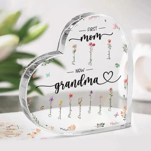 Merci pour votre amour et vos leçons sans fin - Plaque acrylique personnalisée en forme de cœur pour la famille - Cadeau pour maman, grand-mère