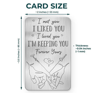Je t'ai aimé, à toi pour toujours - Carte portefeuille personnalisée en aluminium pour couple - Cadeau pour mari et femme, anniversaire