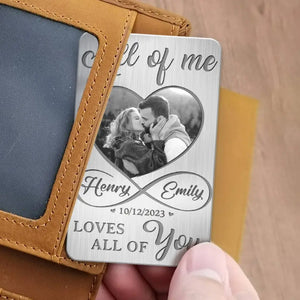 Photo personnalisée « Tout de moi, tout de toi » - Carte portefeuille en aluminium personnalisée pour couple - Cadeau pour mari et femme, anniversaire