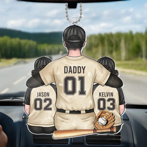 Main dans la main, je te protégerai toujours - Ornement de voiture personnalisé pour la famille - Forme personnalisée en acrylique - Cadeau pour papa, amateurs de sport, joueurs de sport