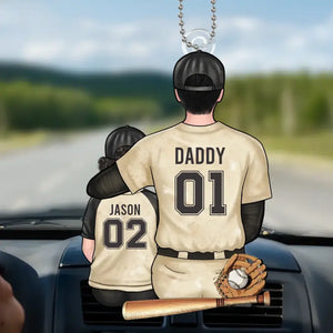 Main dans la main, je te protégerai toujours - Ornement de voiture personnalisé pour la famille - Forme personnalisée en acrylique - Cadeau pour papa, amateurs de sport, joueurs de sport
