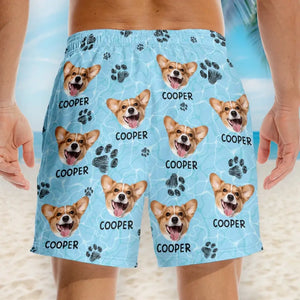 Photo personnalisée sur la plage, vous pouvez vivre heureux - Short de plage hawaïen tropical Aloha personnalisé pour chien et chat - Cadeau de vacances d'été, cadeau de fête d'anniversaire pour propriétaires d'animaux et amoureux des animaux