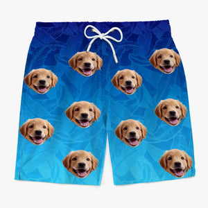 Short de plage hawaïen personnalisé avec photo « Mon animal pense que je suis une bonne affaire » pour chien et chat, motif tropical Aloha, pour homme - Cadeau de vacances d'été, cadeau d'anniversaire pour propriétaires d'animaux et amoureux des animaux.