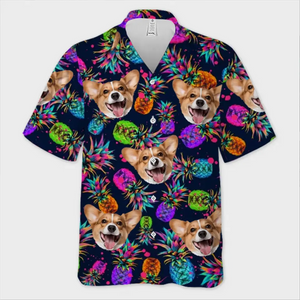 T-shirt hawaïen tropical unisexe personnalisé avec photo « État d'esprit estival » pour chien et chat - Cadeau idéal pour les vacances d'été, les propriétaires d'animaux et les amoureux des animaux.