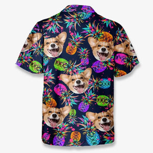 T-shirt hawaïen tropical unisexe personnalisé avec photo « État d'esprit estival » pour chien et chat - Cadeau idéal pour les vacances d'été, les propriétaires d'animaux et les amoureux des animaux.