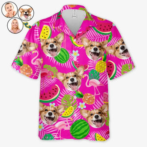 Personnalisez votre photo cet été pour un look plus spécial et élégant ! T-shirt hawaïen tropical unisexe personnalisé pour chien et chat ! Cadeau idéal pour les vacances d'été, les propriétaires d'animaux et les amoureux des animaux.