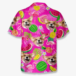Personnalisez votre photo cet été pour un look plus spécial et élégant ! T-shirt hawaïen tropical unisexe personnalisé pour chien et chat ! Cadeau idéal pour les vacances d'été, les propriétaires d'animaux et les amoureux des animaux.