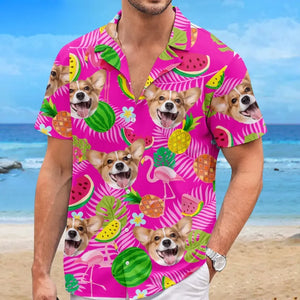 Personnalisez votre photo cet été pour un look plus spécial et élégant ! T-shirt hawaïen tropical unisexe personnalisé pour chien et chat ! Cadeau idéal pour les vacances d'été, les propriétaires d'animaux et les amoureux des animaux.