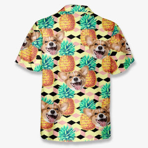 T-shirt hawaïen tropical unisexe personnalisé avec photo « Attrapez la vague » pour chien et chat - Cadeau idéal pour les vacances d'été, les propriétaires d'animaux et les amoureux des animaux.