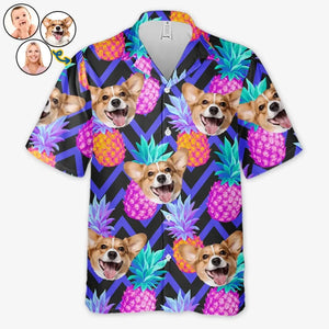 Photo personnalisée : Profitez pleinement de l'ambiance tropicale estivale ! T-shirt hawaïen unisexe personnalisé pour chien et chat ! Cadeau de vacances d'été, cadeau pour propriétaires d'animaux et amoureux des animaux.