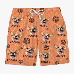 Photo personnalisée sur la plage, vous pouvez vivre heureux - Short de plage hawaïen tropical Aloha personnalisé pour chien et chat - Cadeau de vacances d'été, cadeau de fête d'anniversaire pour propriétaires d'animaux et amoureux des animaux