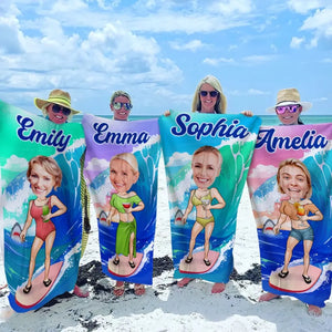 Serviette de plage personnalisée avec photo « Moi et l'océan » - Cadeau pour les vacances d'été, un anniversaire, une fête à la piscine, pour mari, femme et famille