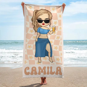 Laissez la mer vous libérer - Serviette de plage personnalisée Bestie - Cadeau de vacances d'été, cadeau de fête de piscine d'anniversaire pour meilleures amies, meilleures amies, sœurs