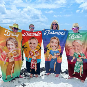 Serviette de plage personnalisée avec photo « Beach Daze Always » - Cadeau idéal pour les vacances d'été, un anniversaire, une fête au bord de la piscine, pour un mari, une femme ou un membre de la famille.