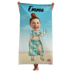 Serviette de plage personnalisée avec photo « Appelez-moi sur mon téléphone » - Cadeau pour les vacances d'été, un anniversaire, une fête à la piscine, pour mari, femme et famille