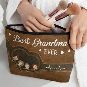 Meilleure grand-mère de tous les temps - Trousse de maquillage personnalisée pour la famille - Cadeau pour maman et grand-mère