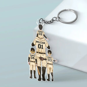 Porte-clés personnalisé en acrylique « Équipe de papa » - Cadeau pour les membres de la famille, les amateurs de sport et les sportifs