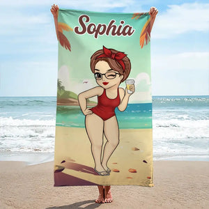Serviette de plage personnalisée « Mode vacances » activée - Cadeau de vacances d'été, cadeau d'anniversaire pour les meilleures amies, les meilleures amies et les sœurs