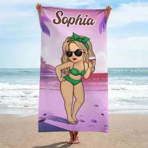Serviette de plage personnalisée « Mode vacances » activée - Cadeau de vacances d'été, cadeau d'anniversaire pour les meilleures amies, les meilleures amies et les sœurs