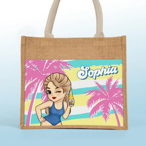 Summer Vibe - Sacs fourre-tout personnalisés pour meilleures amies, sacs fourre-tout en jute, sacs de plage - Cadeau pour meilleures amies, meilleures amies, sœurs