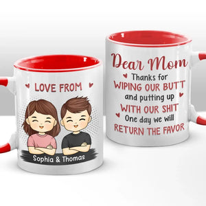 Un jour, nous vous rendrons la pareille - Tasse personnalisée avec accents pour la famille - Cadeau pour les membres de la famille