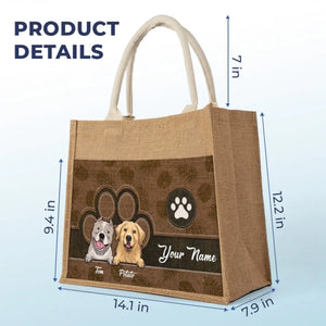 Cet humain nous appartient - Sacs fourre-tout personnalisés pour chien, sacs fourre-tout en jute, sacs de plage - Cadeau pour propriétaires d'animaux et amoureux des animaux