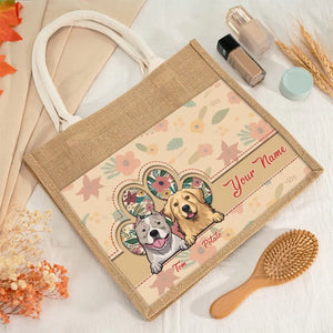 Cet humain m'appartient - Sacs fourre-tout personnalisés pour chien, sacs fourre-tout en jute, sacs de plage - Cadeau pour propriétaires d'animaux et amoureux des animaux
