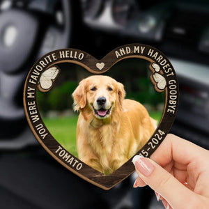 Photo personnalisée « Tu as été mon adieu le plus dur » - Clip de pare-soleil de voiture personnalisé commémoratif - Cadeau de condoléances pour les propriétaires d'animaux et les amoureux des animaux