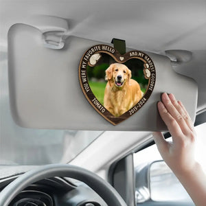 Photo personnalisée « Tu as été mon adieu le plus dur » - Clip de pare-soleil de voiture personnalisé commémoratif - Cadeau de condoléances pour les propriétaires d'animaux et les amoureux des animaux