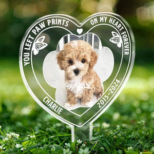 Photo personnalisée « Tu es toujours un ange dans mon cœur » – Piquet de jardin en acrylique personnalisé de style vitrail – Cadeau de condoléances pour les propriétaires et les amoureux des animaux