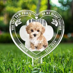 Photo personnalisée « Tu es toujours un ange dans mon cœur » – Piquet de jardin en acrylique personnalisé de style vitrail – Cadeau de condoléances pour les propriétaires et les amoureux des animaux
