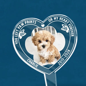 Photo personnalisée « Tu es toujours un ange dans mon cœur » – Piquet de jardin en acrylique personnalisé de style vitrail – Cadeau de condoléances pour les propriétaires et les amoureux des animaux