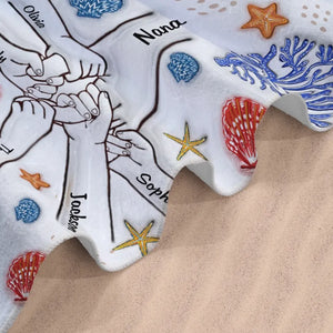 Un été merveilleux avec grand-mère - Serviette de plage personnalisée pour la famille - Cadeau de vacances d'été pour grand-mère