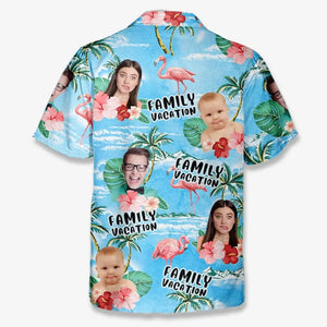 Photo personnalisée « Nous sommes prêts pour notre voyage en famille » - T-shirt hawaïen tropical unisexe personnalisé pour la famille - Cadeau de vacances d'été pour les membres de la famille