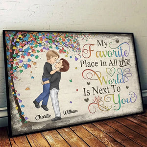 Mon endroit préféré au monde est à côté de toi - Affiche horizontale personnalisée pour couple - Cadeau pour mari et femme, anniversaire, LGBTQ+