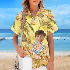 Photo personnalisée L'été a toujours été ma saison préférée - T-shirt hawaïen tropical unisexe personnalisé pour couple - Cadeau de vacances d'été, cadeau pour mari et femme, anniversaire