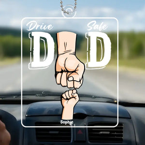 Conduisez prudemment papa - Décoration de voiture personnalisée en acrylique - Forme personnalisée - Cadeau pour papa et grand-père