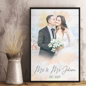 Photo personnalisée « Heureux ensemble » - Affiche verticale personnalisée pour couple - Cadeau pour mari et femme, anniversaire