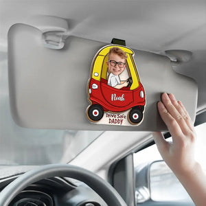 Photo personnalisée « Conduisez en toute sécurité, j'ai besoin de toi ici » - Clip de pare-soleil de voiture personnalisé pour la famille - Cadeau pour les membres de la famille