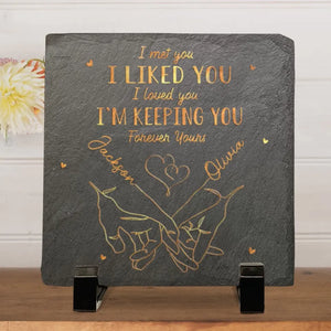 Tu fais sourire mon cœur ! Pierre carrée personnalisée avec support pour couple ; cadeau pour mari et femme, anniversaire