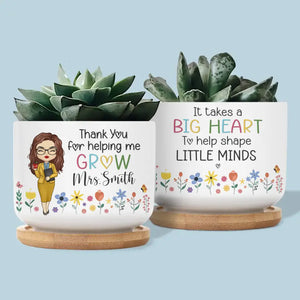 Un enseignant prend une main, ouvre un esprit et touche un cœur - Pot de fleurs en céramique personnalisé pour la décoration intérieure - Cadeau pour enseignant