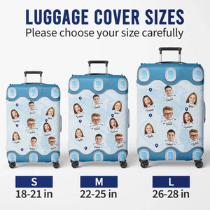 Housse de bagage personnalisée avec photos côte à côte, à la découverte du monde - Cadeau de vacances d'été pour les membres de la famille